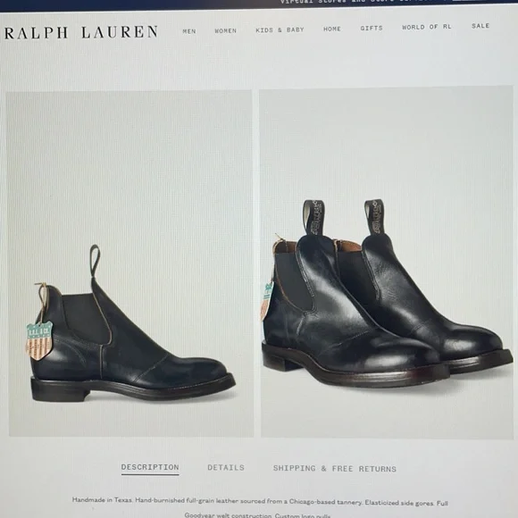 Ralph Lauren Hand Burnished Leather Chelsea Unisex Boots - Picture 11 of 14